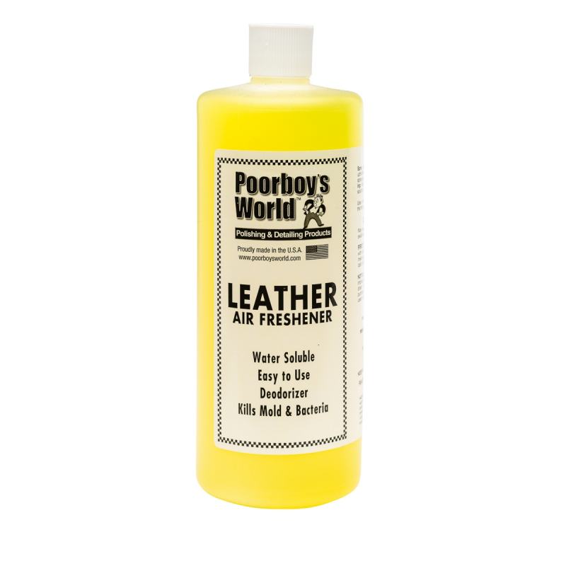 Poorboy’s World Air Freshener Leather - odświeżacz powietrza o zapachu nowej skórzanej tapicerki 964 ML