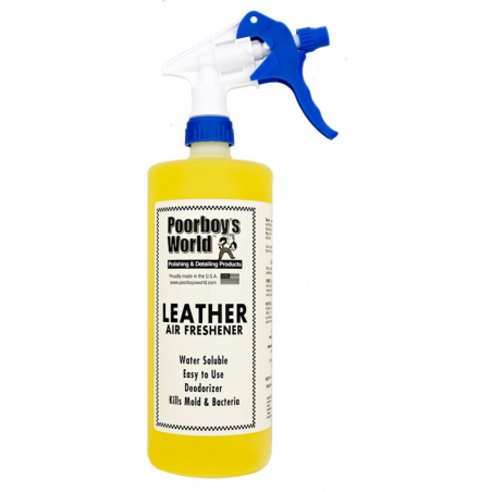 Poorboy’s World Air Freshener Leather+Sprayer - odświeżacz powietrza o zapachu nowej skórzanej tapicerki 473 ML